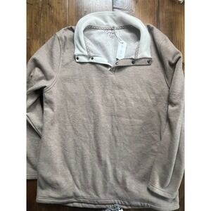 Departwest Mens 2XL Fleece Snap Mock Neck Pullover Tan DWK573BK NWT